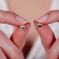 Simply Whispers Gold Plated 6 mm Round Cubic Zirconia Stud Earrings Outlet