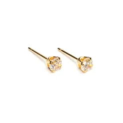Simply Whispers Gold Plated 4 mm Round Cubic Zirconia Stud Earrings Sale