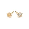 Simply Whispers Gold Plated 5 mm Star Cubic Zirconia Stud Earrings New