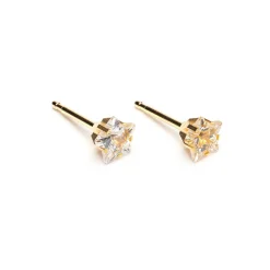 Simply Whispers Gold Plated 5 mm Star Cubic Zirconia Stud Earrings New