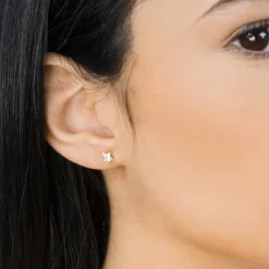 Simply Whispers Gold Plated 5 mm Star Cubic Zirconia Stud Earrings New