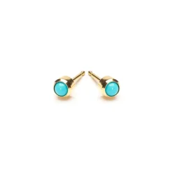 Simply Whispers Gold Plated 3 mm Turquoise Stud Earrings Discount