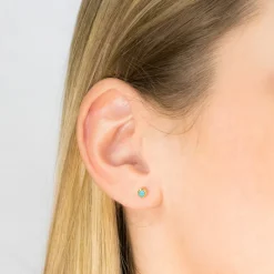 Simply Whispers Gold Plated 3 mm Turquoise Stud Earrings Discount
