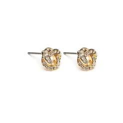 Simply Whispers Gold Plated Crystal Knot Stud Earrings Discount