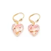 Simply Whispers Gold Plated Pink And Red Glass Heart Leverback Earrings Fashion