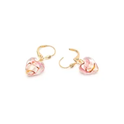 Simply Whispers Gold Plated Pink And Red Glass Heart Leverback Earrings Fashion