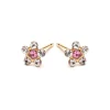 Simply Whispers Gold Plated Pink And White Daisy Stud Earrings New