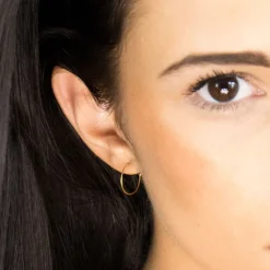 Simply Whispers Gold Plated Small Continuous Hoop Earrings New