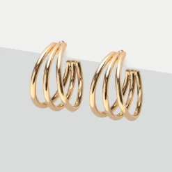 Simply Whispers Gold Triple Hoop Earrings Hot