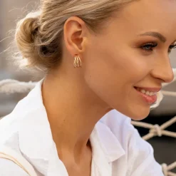Simply Whispers Gold Triple Hoop Earrings Hot