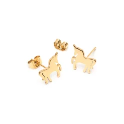 Simply Whispers Gold Unicorn Stud Earrings New