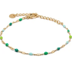 Simply Whispers Green Beads Gold Bracelet New