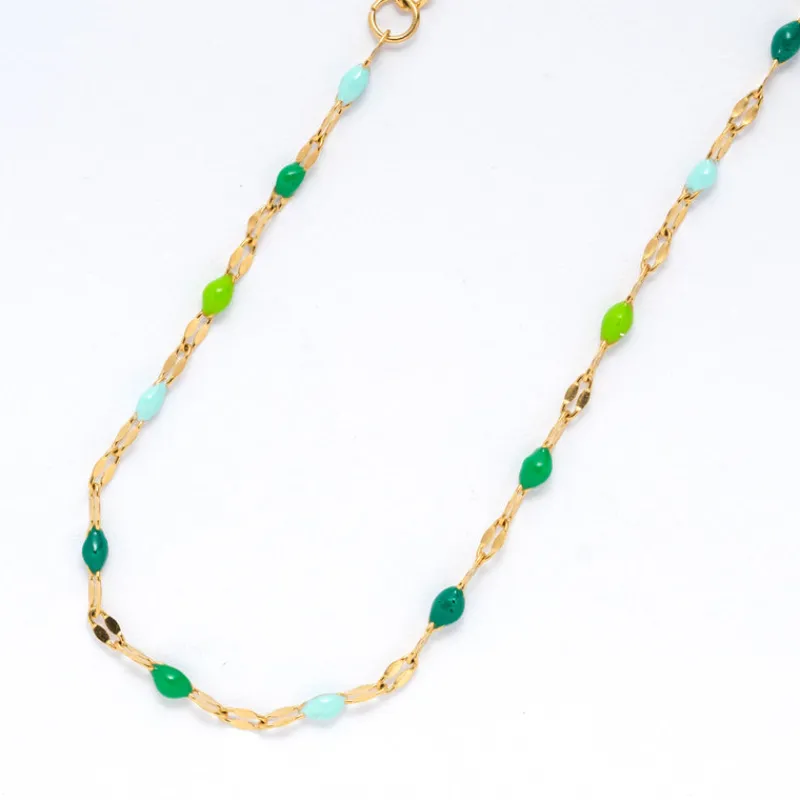 Simply Whispers Green Beads Gold Bracelet New