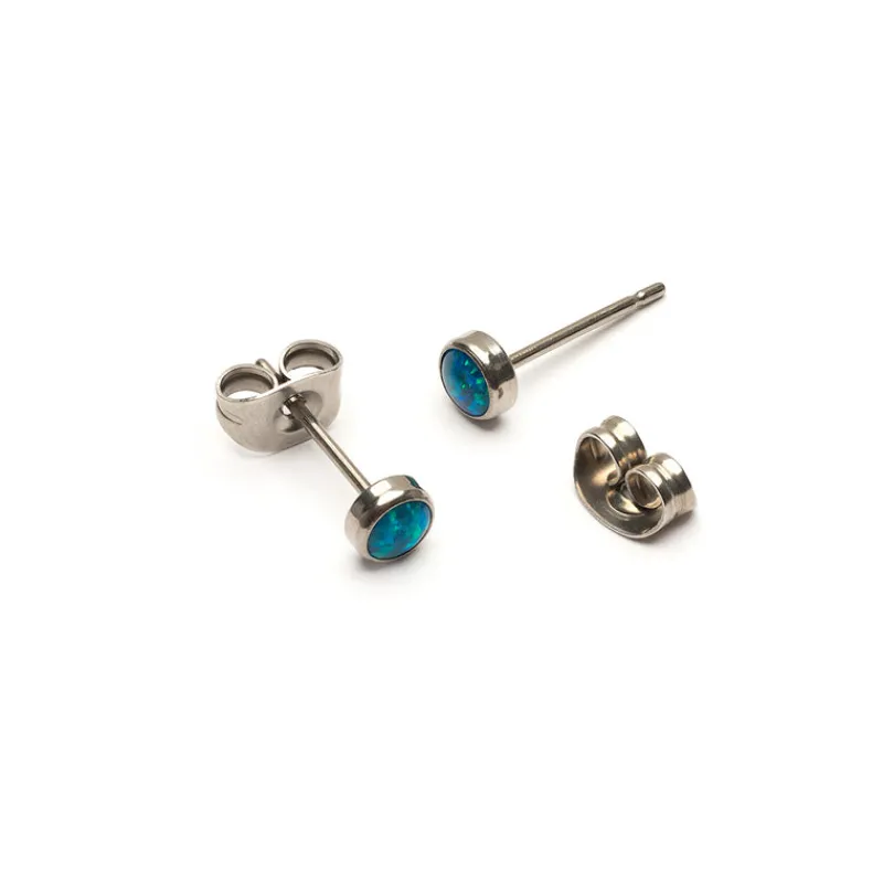 Simply Whispers Green Blue Opal Titanium Stud Earrings Outlet