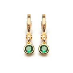 Simply Whispers Green Crystal Drop Huggie Hoops Hot