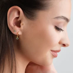 Simply Whispers Green Crystal Drop Huggie Hoops Hot