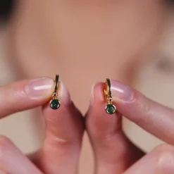 Simply Whispers Green Crystal Drop Huggie Hoops Hot