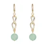 Simply Whispers Green Jade Gold Curb Chain Drop Earrings Outlet