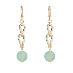 Simply Whispers Green Jade Gold Curb Chain Drop Earrings Outlet