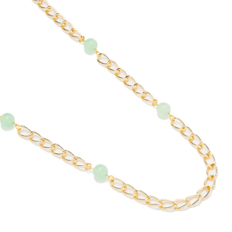 Simply Whispers Green Jade Gold Curb Chain Necklace Sale