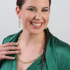 Simply Whispers Green Jade Gold Curb Chain Necklace Sale