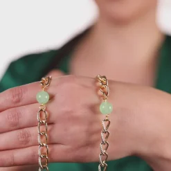 Simply Whispers Green Jade Gold Curb Chain Necklace Sale