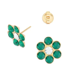 Simply Whispers Green Zirconia Flower Stud Earrings Fashion