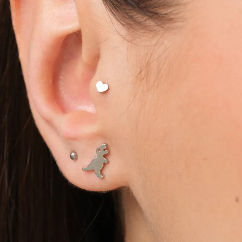 Simply Whispers Heart Titanium Helix Single Earring Hot
