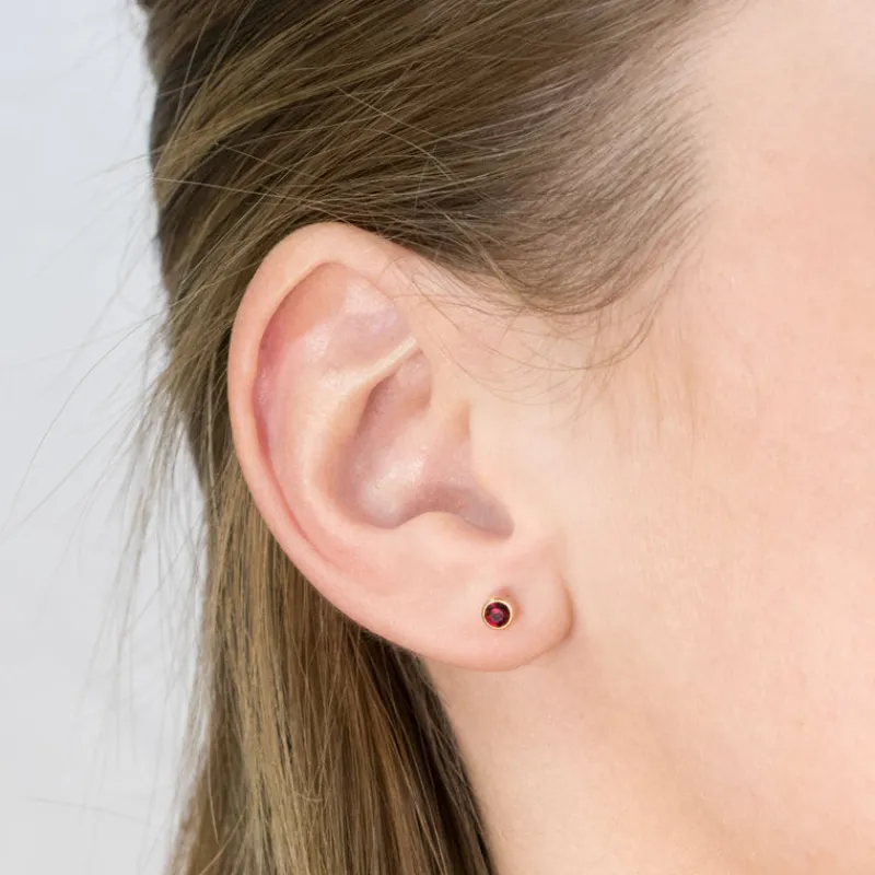 Simply Whispers July Birthstone 14k Gold Plated Earrings Fashion