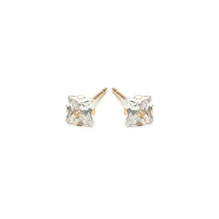 Simply Whispers 14k Gold Stud Earrings 4mm Square Zirconia Online