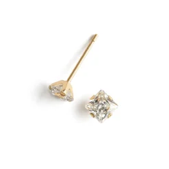 Simply Whispers 14k Gold Stud Earrings 4mm Square Zirconia Online