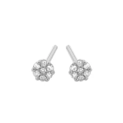 Simply Whispers 14k White Gold 7 Diamonds Stud Earrings Fashion