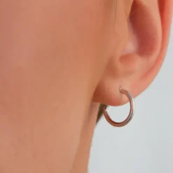 Simply Whispers 14k White Gold 12 mm Posted Hoop Earrings Clearance