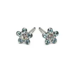 Simply Whispers 14k White Gold Aquamarine & White Daisy Earrings Hot