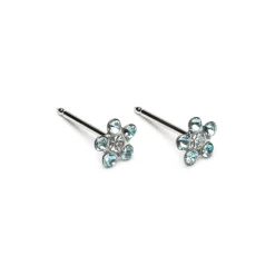 Simply Whispers 14k White Gold Aquamarine & White Daisy Earrings Hot