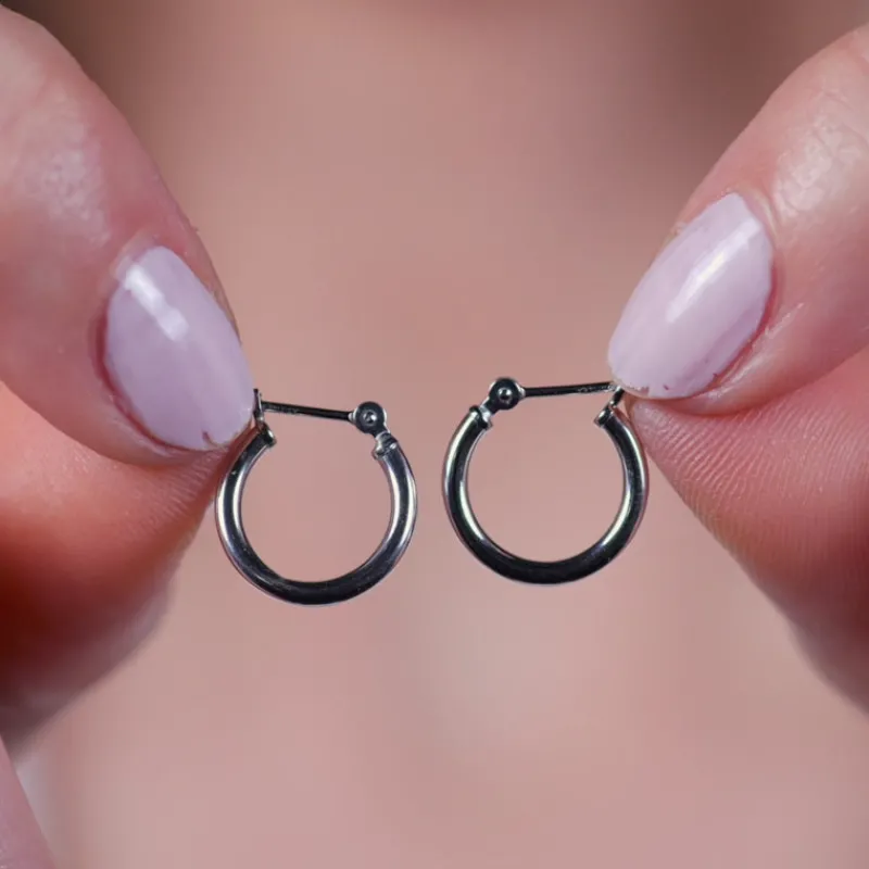 Simply Whispers 14k White Gold Mini Hoop Earrings Outlet