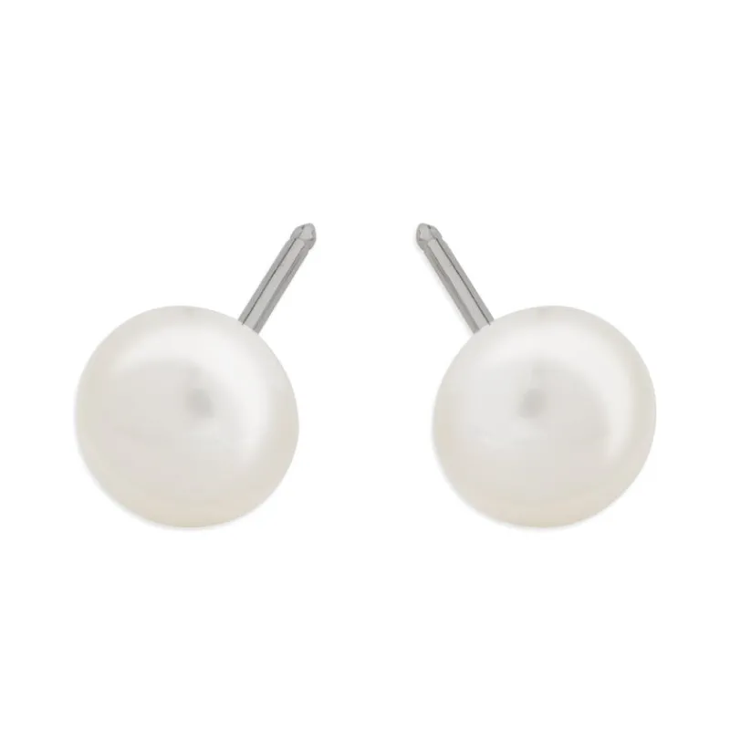 Simply Whispers 14k White Gold 6mm Pearl Stud Earrings Fashion