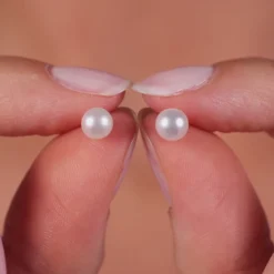 Simply Whispers 14k White Gold 6mm Pearl Stud Earrings Fashion