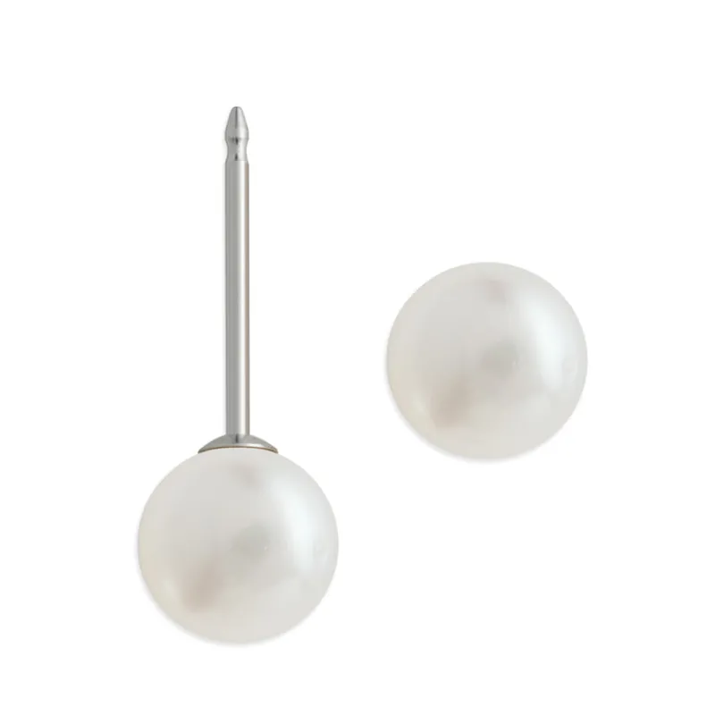 Simply Whispers 14k White Gold 6mm Pearl Stud Earrings Fashion