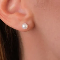 Simply Whispers 14k White Gold 6mm Pearl Stud Earrings Fashion