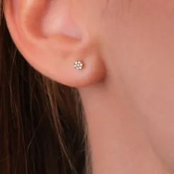 Simply Whispers 14k Yellow Gold 7 Diamonds Stud Earrings Online