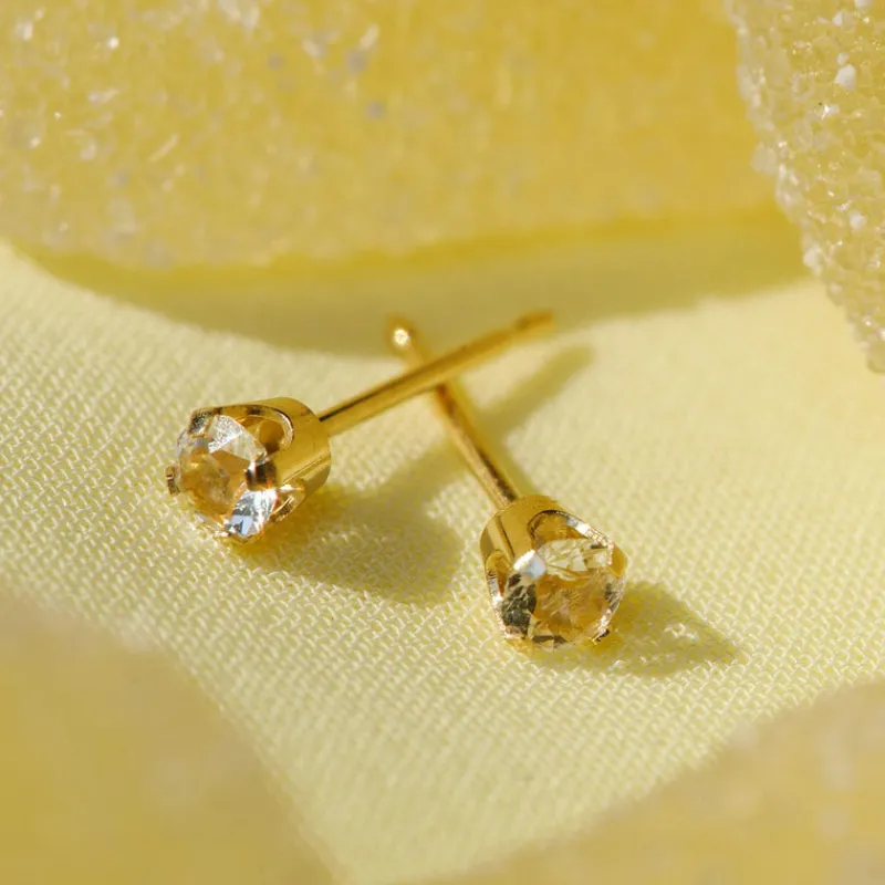 Simply Whispers 14k Yellow Gold Earrings April Birthstone Discount