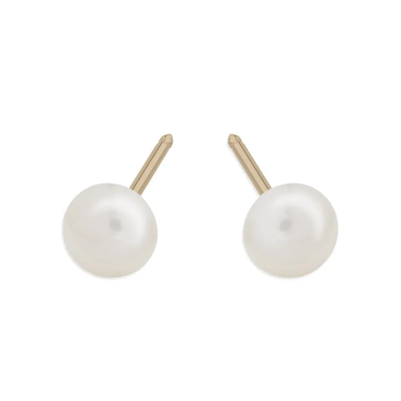 Simply Whispers 14k Yellow Gold Freshwater Pearl Stud Earrings New
