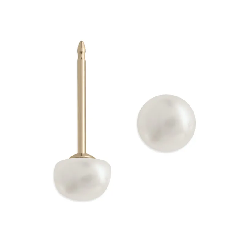 Simply Whispers 14k Yellow Gold Freshwater Pearl Stud Earrings New