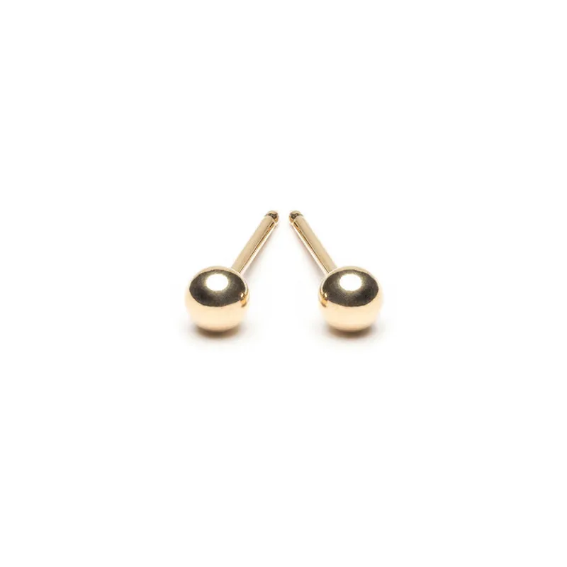 Simply Whispers 14k Yellow Gold Mini Ball Stud Earrings New
