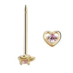 Simply Whispers 14k Yellow Gold Mini Pink Heart Stud Earrings Outlet