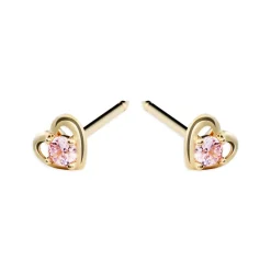 Simply Whispers 14k Yellow Gold Mini Pink Heart Stud Earrings Outlet