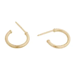 Simply Whispers 14k Yellow Gold Patterned Hoop Earrings Fashion