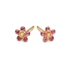 Simply Whispers 14k Yellow Gold Rainbow & Pink Daisy Earrings New