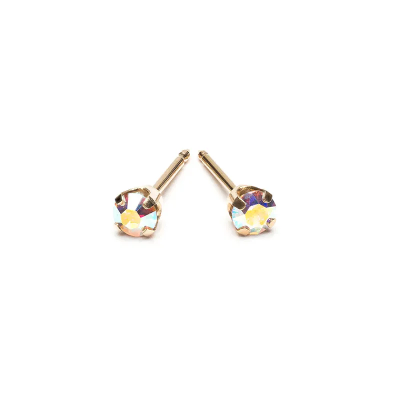 Simply Whispers 14k Yellow Gold Rainbow Crystal Stud Earrings Online